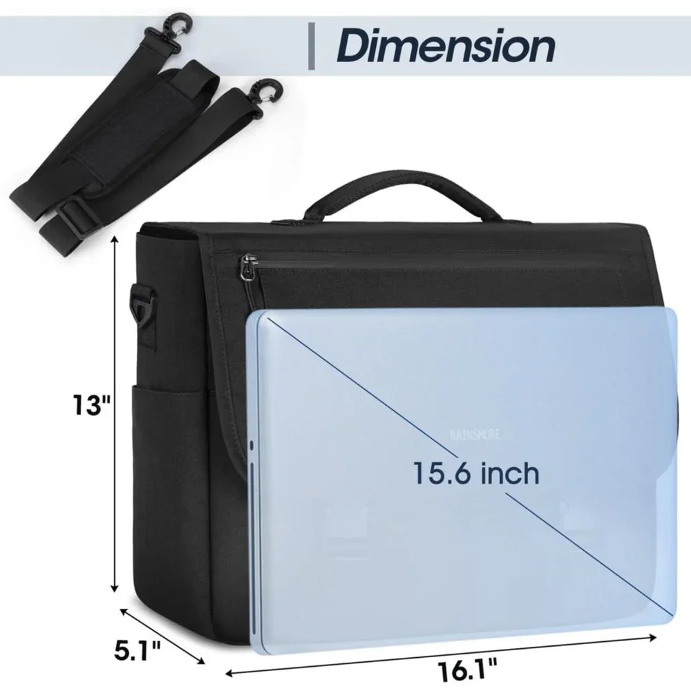 Men's Black Polyester Water Resistant Crossbody Shoulder Bag
